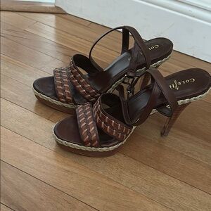 Cole Haan Brown Strappy Heeled Sandals